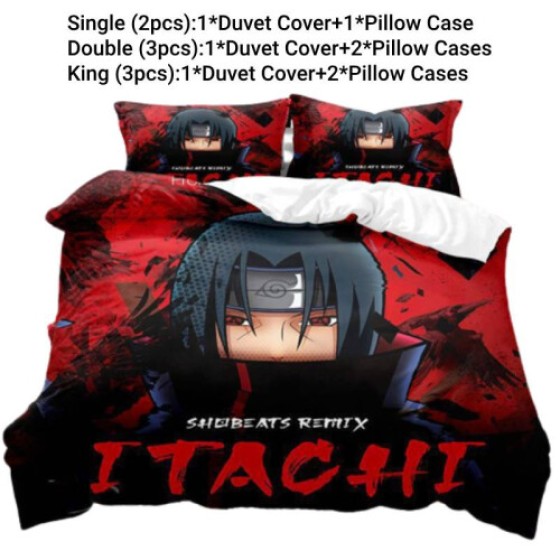 (Gaya G, Double) Set Sarung Duvet Single, Double, King Size dengan Sarung Bantal, Anime Naruto, Hadiah untuk Penggemar